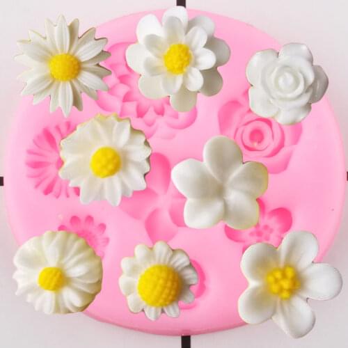 Plumeria Daisy Rose Flower Silicone Molds Cupcake Topper Fondant Cake Decorating Tools Candy Polymer Clay Mold Chocolate Moulds