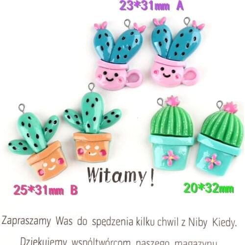 10pcs Fashion Resin potted plant Succulent cactus bonsai charms pendant ornament decoration Jewelry making Handicraft Material