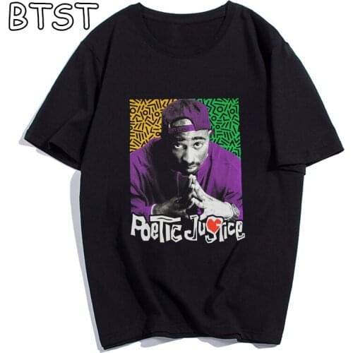 POETIC JUSTICE Tupac Graphic Cool Printed T-Shirt Men Shirt Female Tee Shirt Oversize 2Pac Graphic Tees Vintage hip hop T Shirt
