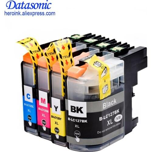 4PCS LC127 LC125 Full Ink Cartridge Compatible For Brother MFC-J4410DW J4510DW J4610DW J4710DW J6520DW J6720DW J6920DW Printer