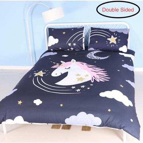 Promotion Double Sided Unicorn Bedding Unicorn Bedding Full for Girls Unicorn Bedroom Decor Twin Bedding Sets Unicorn Comforter