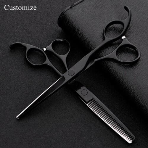 Customize professional 6 inch Japan black hair salon scissors cutting barber makas scissor Thinning shears hairdressing scissors