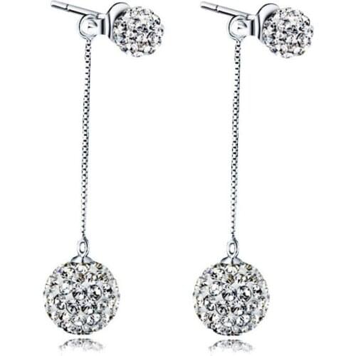 S925 Silver Earring crystal ball Shambhala tassel high-quality Drop Earring For Women Wedding Gift Lady Girl Fashion Jewelry