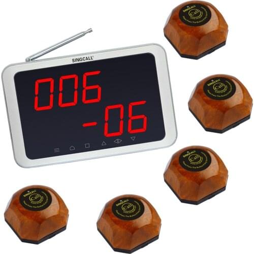 SINGCALL Waiter Paging System.Wireless Table Calling System.Room Calling System,5pcs APE560 Table Bells and 1pc Receiver APE1800