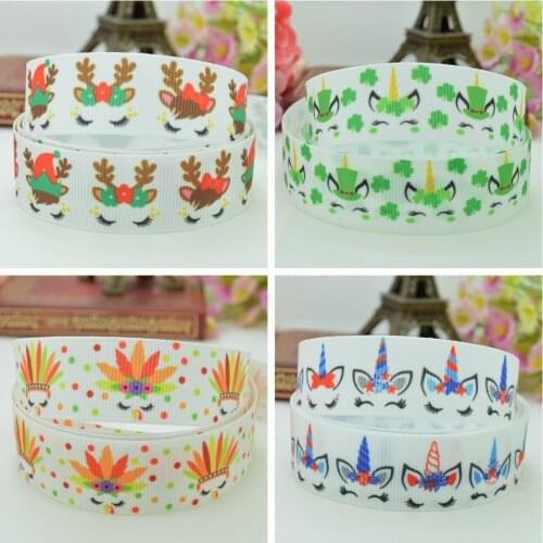 SUPWRF 16 22mm 38 50 75mm Unicorn festival Printed grosgrain ribbon hair bow DIY hair accessories decoration 50 Yards B0929