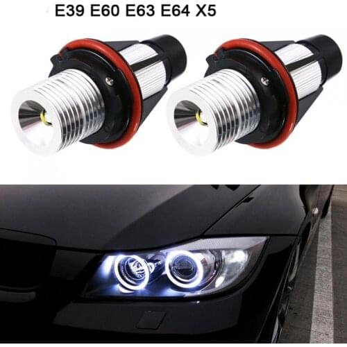 2pcs 1000LM Angel Eyes Car LED Halo Ring Marker Bulbs Light 12V 5W 6000K White Auto Lamp for BMW X5 E39 E53 E60 E63 E64