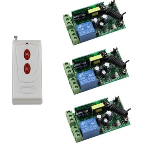Smart Home AC 85-250V 1CH Relay Wireless Remote Control Light Switch Remote Switch System Receiver + A B Button Transmitter