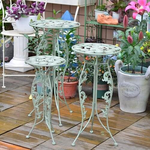 Iron round flower rack European style used ladder small flower table stool garden trade courtyard balcony decoration