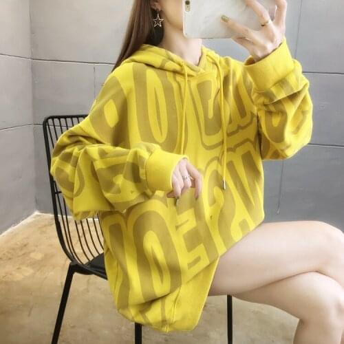 2021 spring and autumn long-sleeved letter printed sweatshirt women Korean version loose and thin design top hoodie women