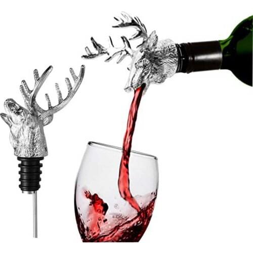 1pcs Stainless Steel Deer Stag Head Wine Pourer Unique Wine Bottle Stoppers Wine Aerators Bar Tools