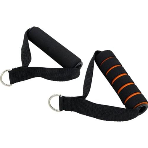 Multi-purpose D-ring Spring Pull Rope Cable Bar Elastic String Foam Handle Fitness Equipment with stiffness nylon belt 1PC