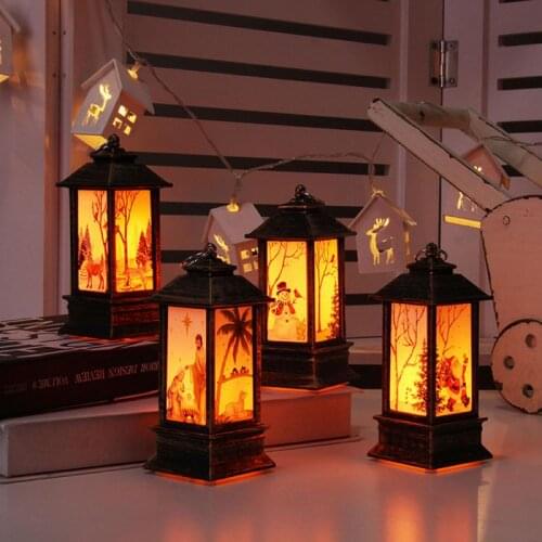 1PC Christmas LED Simulation Light Oil Lamp Xmas Candle Night Light Hanging Ornament Craft Christmas Garden Lanterns