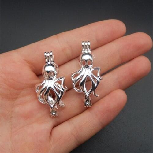 10pcs silver-plated octopus pearl cage jewelry, making pearl cage pendant oil dispersing pearl small gifts exquisite ornaments