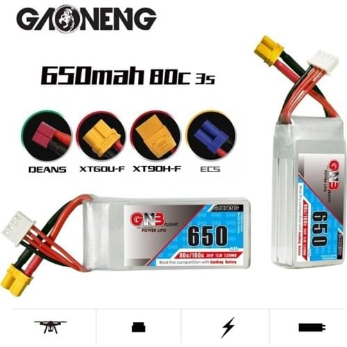 2PCS/4PCS GAONENG GNB 650mAh 11.1v 3S 80C Lipo battery with XT30 Plug for FPV Racing Drone 4 axis UAV RC Quadcopter RC Drone