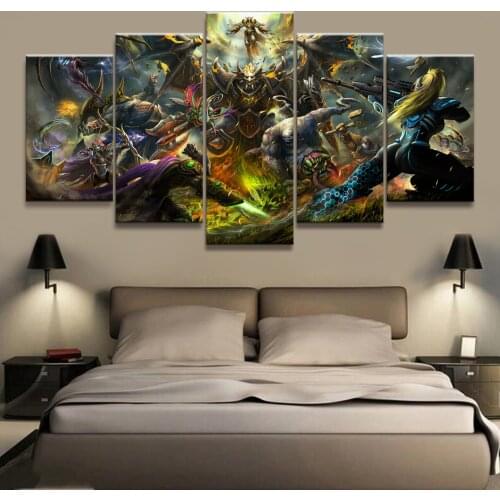 No Framed Canvas 5Pcs Video Game WOW Warcraft DOTA 2 Wall Art Posters Pictures Paintings Home Decor for Living Room Decoration