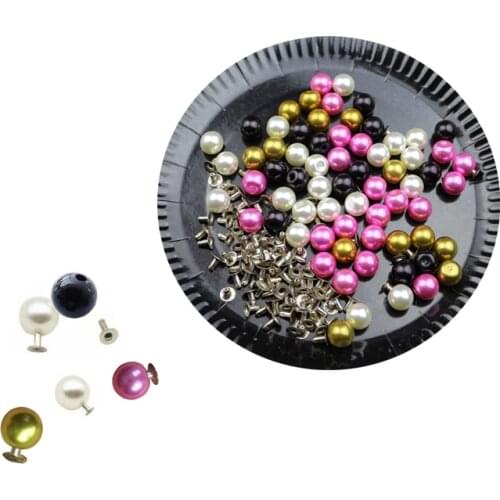 50Sets 10MM Color Imitation Pearl Rivets DIY Garment Leather Accessories Beads Spikes For Cloths Wedding Decor Rivets Pearls Set