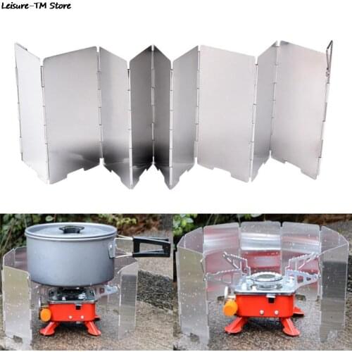 9 Plates Strong Wind Shield Deflector Folding Windscreen Guard Outdoor Camping Barbecue Picnic Stove Burner Furnace Protection