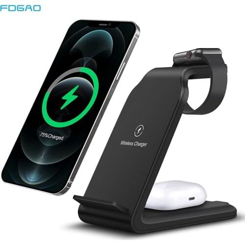 3 in 1 Qi Wireless Charger Fast Charging Stand For iPhone 12 11 XS XR X 8 Samsung S21 S20 For Apple Watch 6 5 4 3 2 Airpods Pro