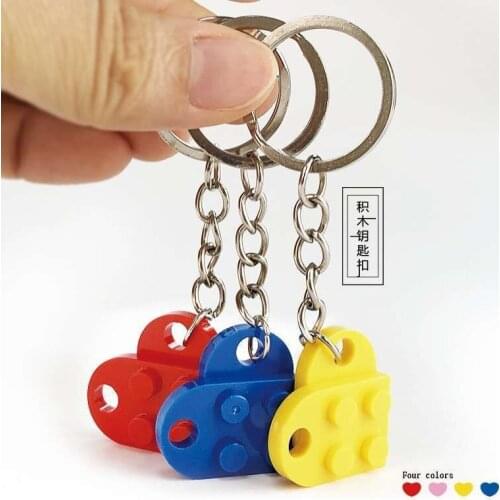 Colorful Building Brick Heart Keychain Friendship Matching Lego keychain Set for Couples Girlfriend Boyfriend Valentines Day