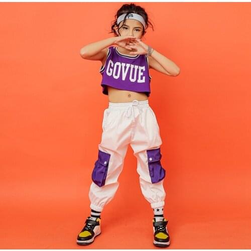 Children Kids Hip Hop dancing Clothing Vest Jogger pants Clothes for Girls Jazz Dance Costume Ballroom street Wear Outfits
