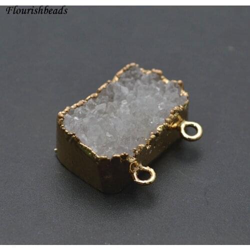 Two Loops on Top Natural Gray Druzy Agate Square Stone Pendants 5pc per lot Free shipping