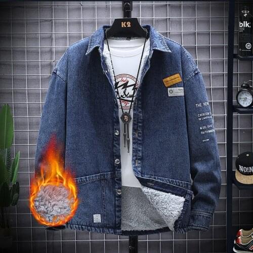 Winter Jean Jacket Men Cotton Warm Denim Coats Mens Denim Jackets Wool Liner Thicken Fleece Casual Male Clothes Outerwear 2021