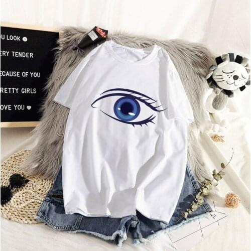 Face Sexy Eyebrows Lip Printing Cotton Tops Ladies O-neck T-shirt Summer New Style Fashion Harajuku Style Women Tee Shirts