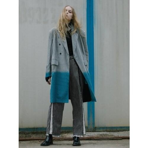 IRINACH259 FALL WINTER 2020 COLLECTION oversize long wool blend houndstooth blazer coat women