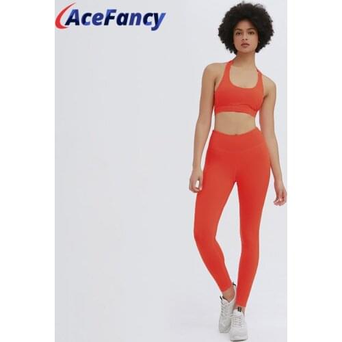 Acefancy Yoga Set Sport Wear For Women Hanging Neck Yoga Crop Top Gym Leggings High Waist Yoga Sets Women Gym Clothes ZC2517