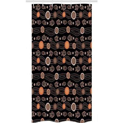 Boho Tribal Shower Curtain Set Earthy Dots Circles and Forms Waterproof Fabric Narrow Bath Curtain Bathroom Decor with Hooks