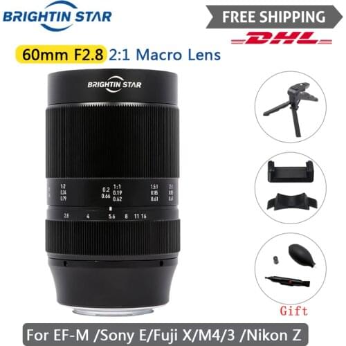 Brightin Star 60mm F2.8 2:1 Macro Camera Lens Magnification Manual Focus For Sony E Canon RF EOSM Fuji M43 Nikon Z Mount Insect