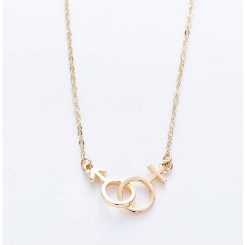 Venus and Mars Tiny Unisex Necklace Women Gold Pendant Friendship/Love Gift Statement Chain Necklaces Medical Jewelery