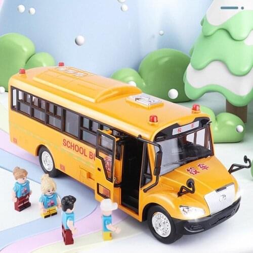 Simulation Inertial School Bus Toys School Car Model Educational Inertial Toys Lighting Car Toys Music For Kids Interactive D7G8