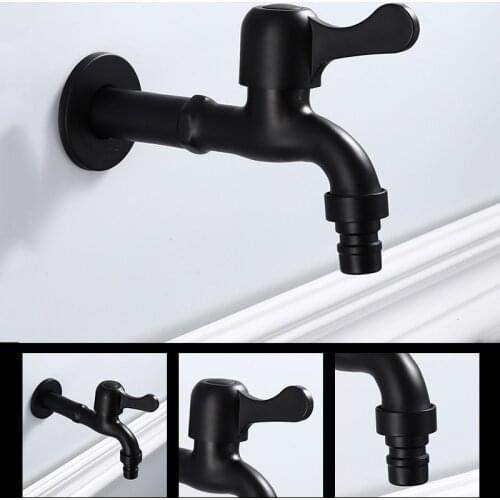 Wall Mount Bibcock Antique Black Brass Retro Small Tap Decorative Outdoor Garden Faucet Stainless Steel Washing Machine Mop Taps