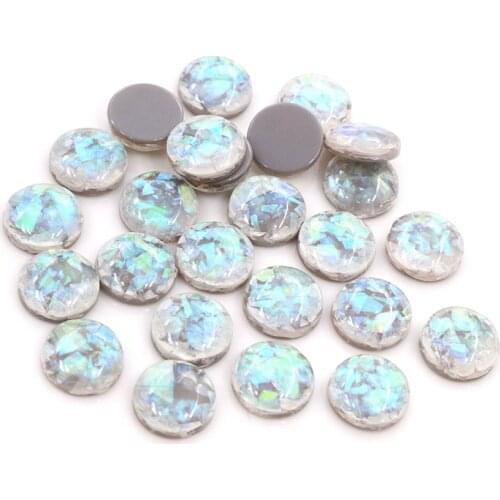 New Fashion 10mm 40pcs/Lot Gray Color Built-in metal foil Flat back Resin Cabochons Cameo-V5-25