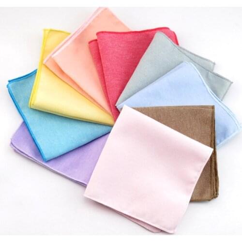 New Cotton Handkerchiefs Fashion Solid Colour Hanky for Men Business Casual Pockets Square Handkerchief Wedding Hankies Cravat