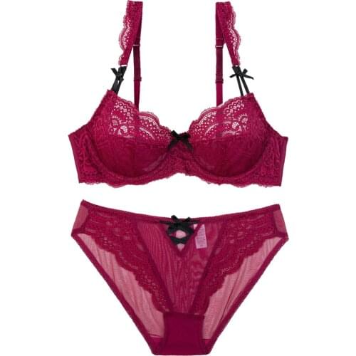 New Lingerie Set Sexy Lace Ultra-Thin Underwear Women Perspective Temptation No Sponge Push Up Bra Set