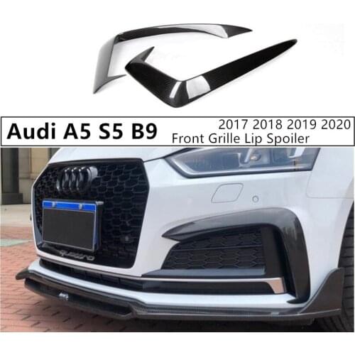Carbon Fiber Front Grille Lip Spoiler For Audi A5 S Line S5 B9 2017 2018 2019 2020 High Quality Bumper Diffuser Auto Accessories