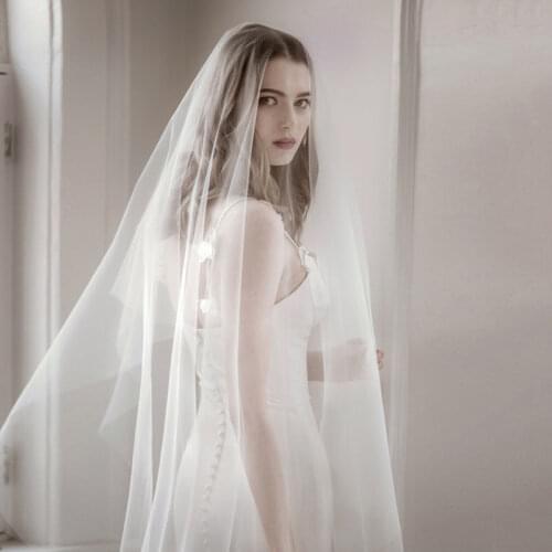 White ivory One Layer Wedding Veil Long Bridal Veils Party Tulle Veil Wedding Accessorie mariage Bride Velos De Novia Largos