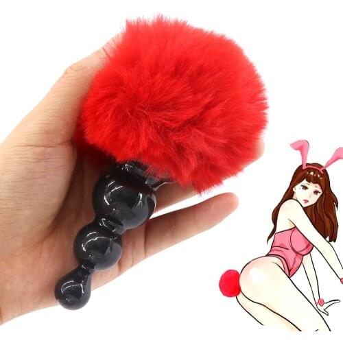Plush Rabbit Tail Sex Toy for Women Men Gay Sexy Butt Plug Prostate Massager Tail Anal Plug Erotic Role Play Silicone