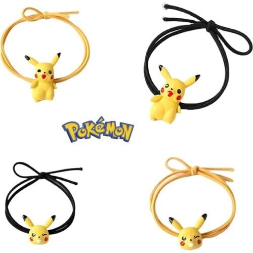 Pokemon Pikachu Head Strap Lovers Small Rubber Band Tie Hair Hair Strap Cute Girl Hair Tie Hair Accessories Gift for Daughter