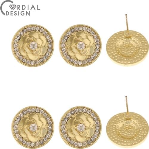 Cordial Design 50Pcs 16*16MM Jewelry Accessories/Earrings Parts/Rhinestone Earrings Stud/Round Shape/DIY Making/Hand Made