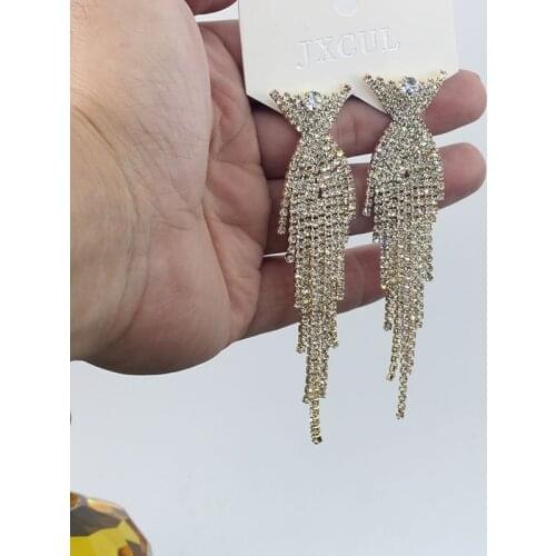 Luxury Big Long Tassel Dangle Drop Earrings for Women Crystal Rhinestone Hanging Wedding Korean Earrings 2021 A450