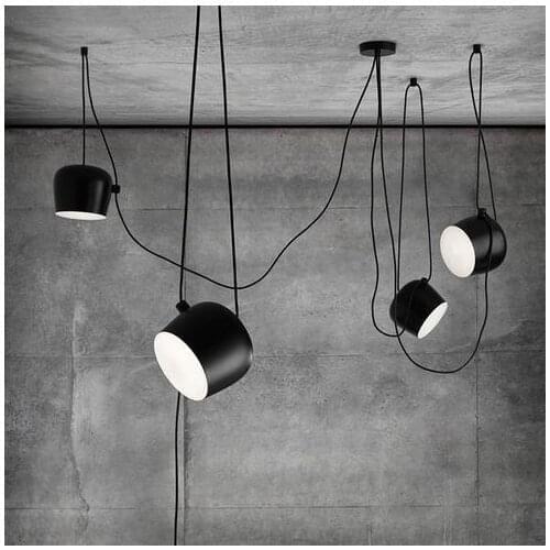 Moderno industrial hierro araña tambor luces colgantes negro suspensión luminaire bar sala de estar colgante lámpara Accesorios