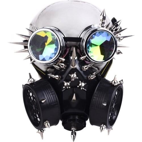 Steampunk Fully-Studed Mask with Rivet Goggles Cosplay Fancy Mask Exclusive Gothic Retro Rock Halloween Mask & Glasses