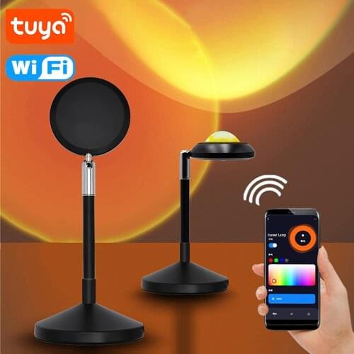 Wifi Rainbow Sunset Lamp 5V USB Tuya Smart Projector Night Light RGB Atmosphere Decoration Lights Work With Alexa/Google Home