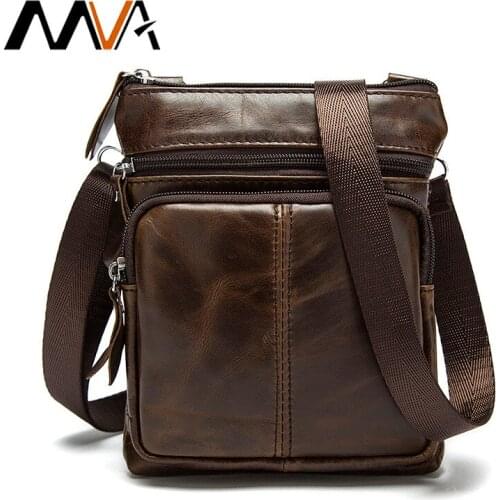 WVA Cow Genuine Leather Messenger Bags Men Shoulder Bag Male Travel Business Crossbody Bags for Men Man Small Bag Handbags bolsa
