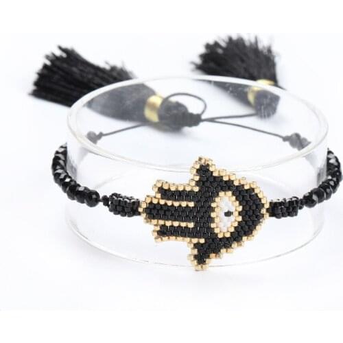 WT-B462 Miyuki Beads Bracelet Jellyfish Shape Black blue Eyes Tassel Bracelet Jewelry Devils Eye Charm Women Vintage Bracelets