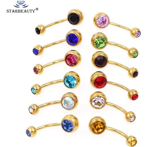 12 Styles New Summer Style Umbilical Nails Navel Body Piercing Stainless Steel Crystal Belly Button Ring For Women Jewelry Tatto