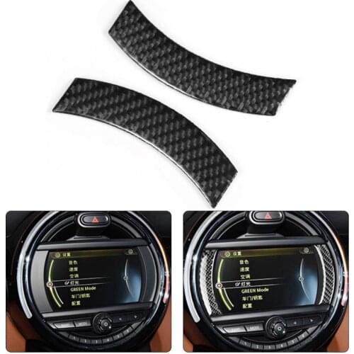 2pcs Carbon Fiber Car Console Navigation Frame Trim Stickers Fit for Mini Cooper Countryman F60 Car Accessories Interior